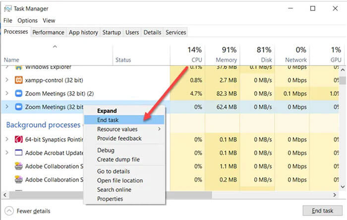 Close unnecessary background programs