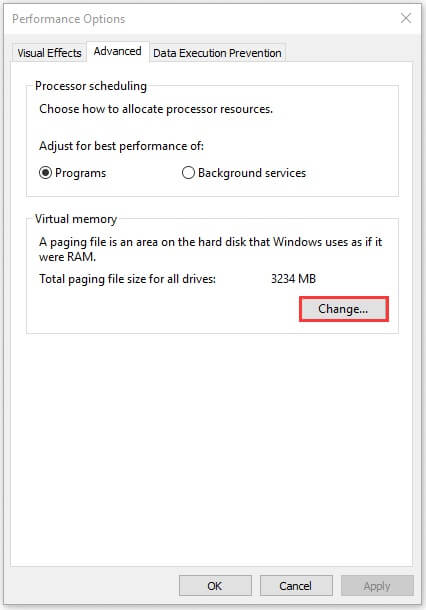 Expand the Virtual Memory in Windows 10 PC