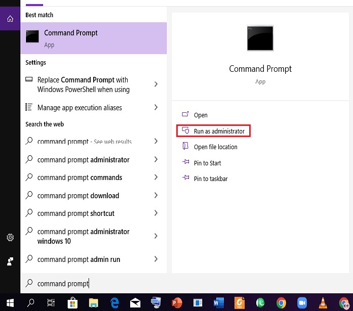 Open Command Prompt on Windows 10