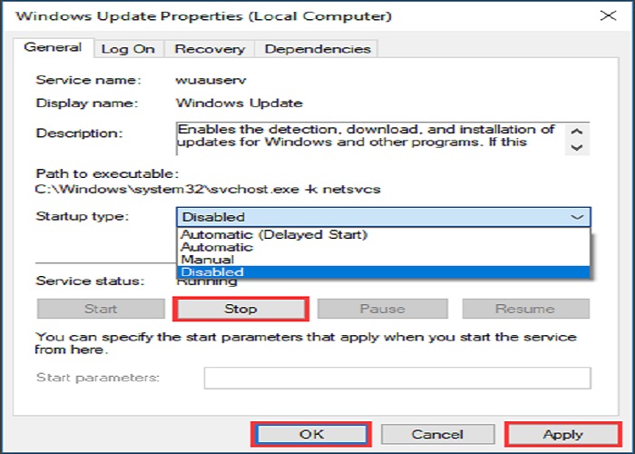 Disable Windows Update Services To Fix 100% Disk Usage in Windows 10 Task manager