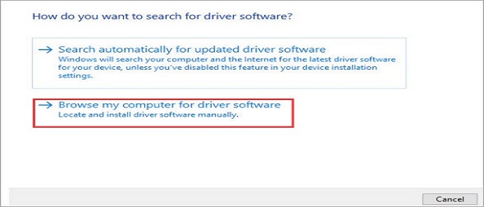 Browse my computer for driver software
