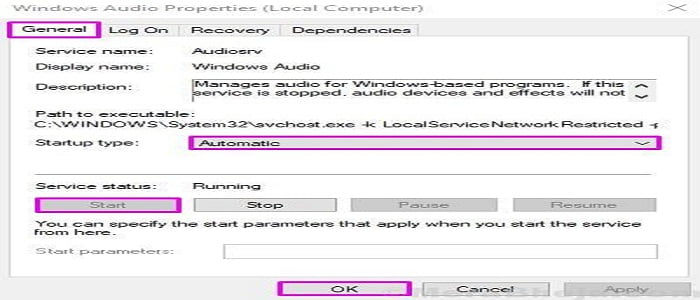 Windows audio automatic start