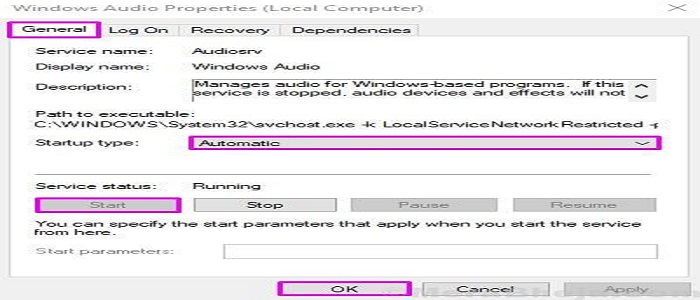 Windows audio automatic start
