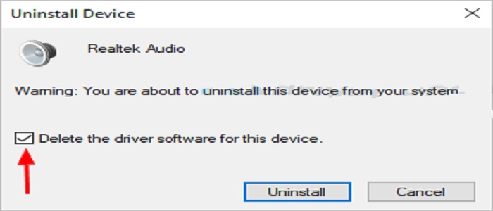 uninstall Realtek High Definition Audio on Windows 10