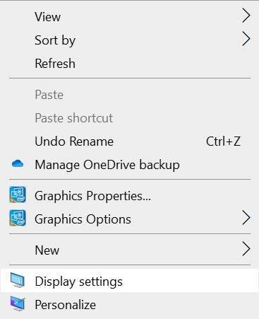 Open Display Settings in Windows 10
