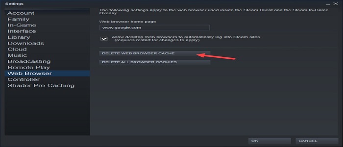 delete web browser cache