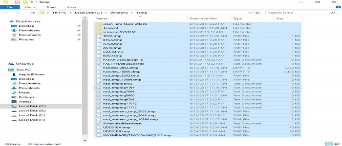 delete temporary files in Windows 10
