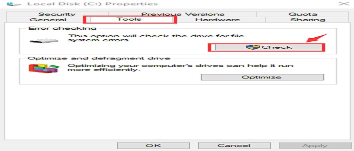 Run a Disk Check in Windows 10