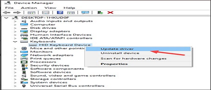 update keyboard drivers in Windows 10