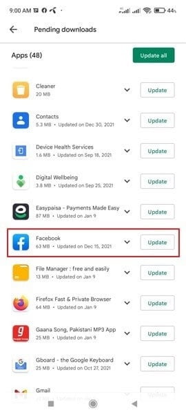 How to update your Facebook App on Android?