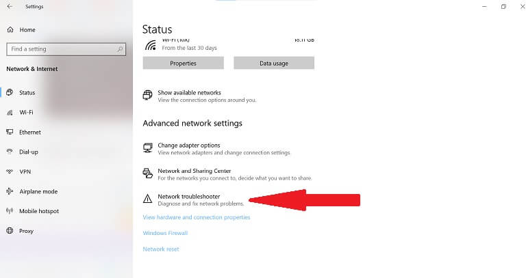 Run Network Troubleshooter on Windows 10