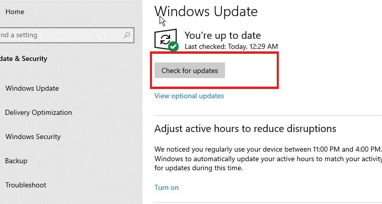 check updates in Windows 10