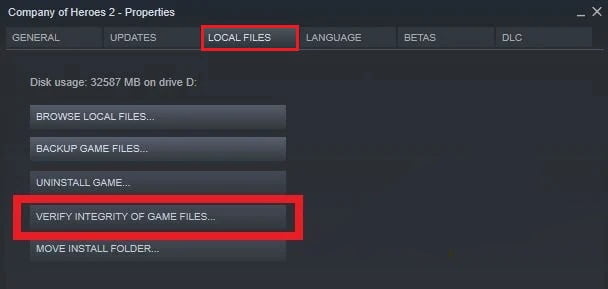 Verify the Integrity of Steam Game files