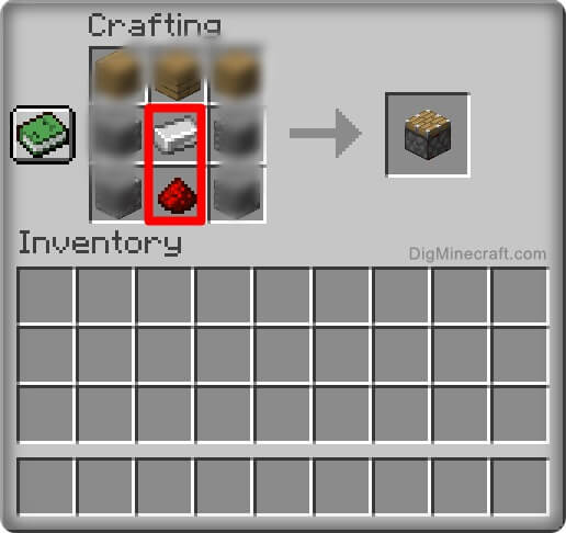 take the Redstone dust and place it below the iron ingot