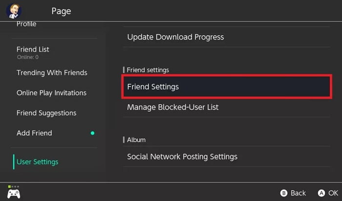 change friends settings to appear offline in Nintendo Switch