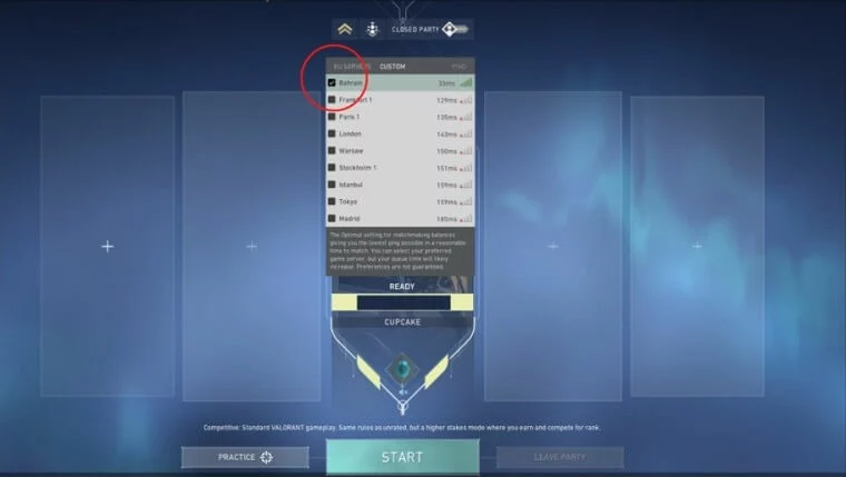 Switch VALORANT Servers