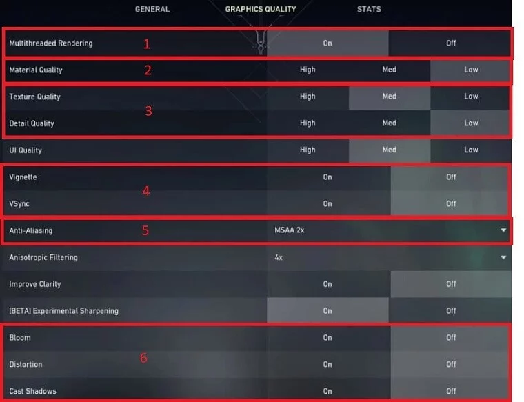 In-game Video Settings