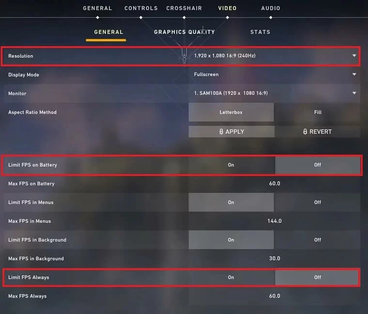 In-game Video Settings