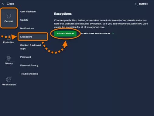 Add an Exception (1)