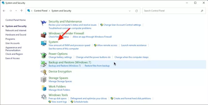 Enable System Protection from the Control Panel