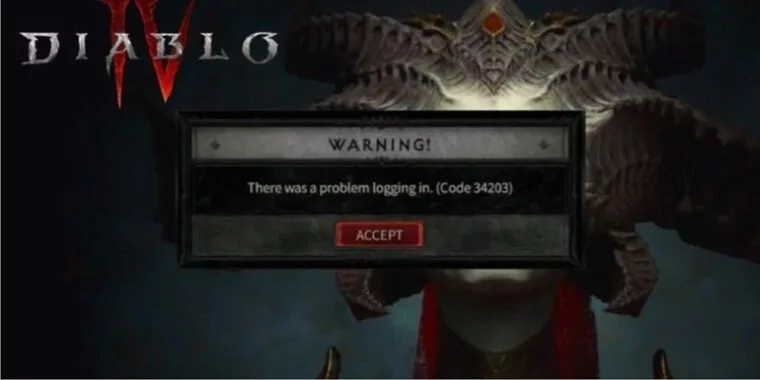 How To Fix Diablo 4 Warning There Was a Problem Logging In Error Code 34203